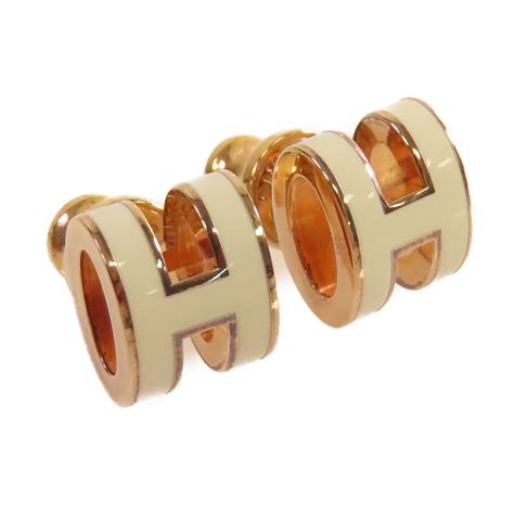 hermes mini pop h耳環奶茶色